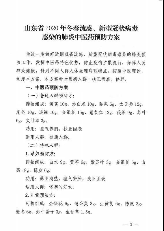 新型冠状病毒中药预防最新配方来了！