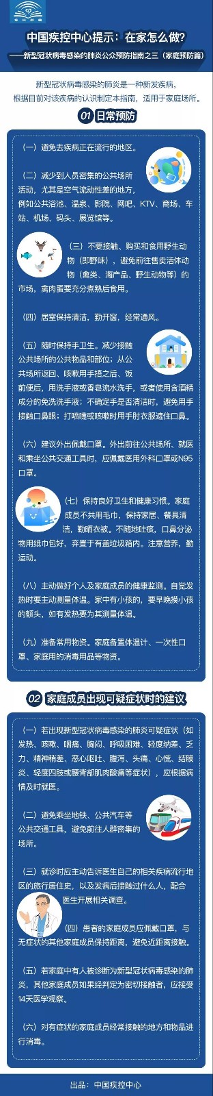 中国疾控中心提示：在家怎么做？（家庭预防篇）